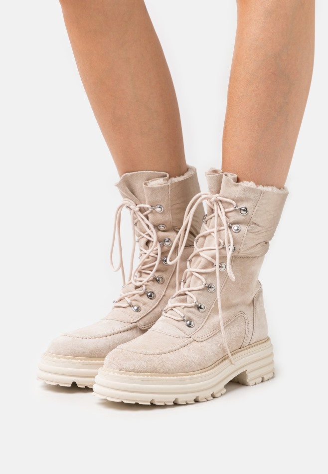 Gabour | Bottines à Lacets Exclusives Rose Foncé/panna